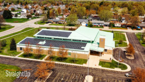 Solar panels on roof of Chillicothe Public Library