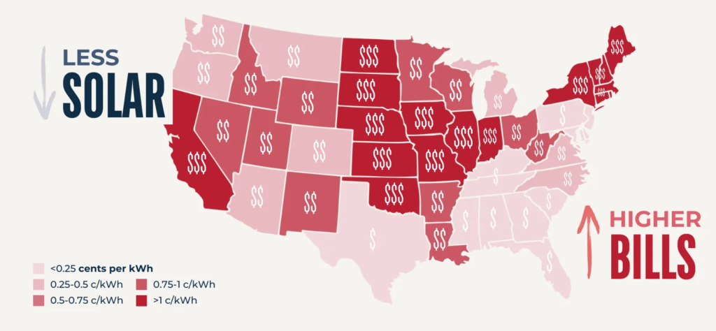 Utility Rate Increases Map | Source: Brattle Economic Analysis of Clean Energy Tax Credits
