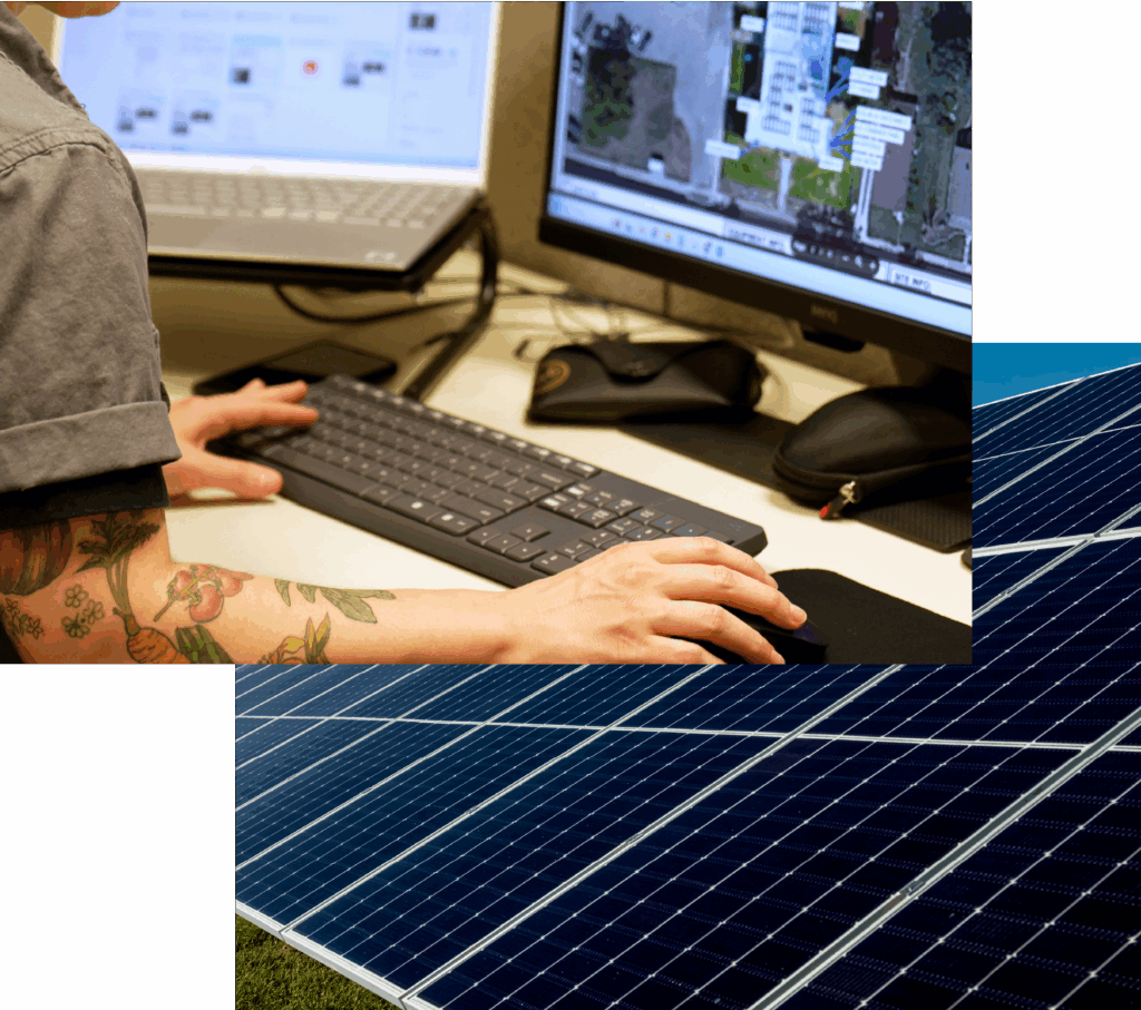 StraightUp Solar Service Technician Monitoring Solar on a Computer | Photo Compilation