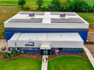 Aerial view of the Dixon Park District commercial solar array; planning for projects of this scale is a key part of the Solar Safe Harbor 2026 strategy