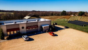 Illinois small business solar installation featuring two ground mounts for Alto Vineyards